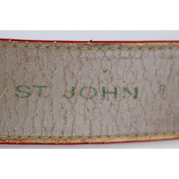 VTG ST. JOHN RED GENUINE LEATHER 1.5\